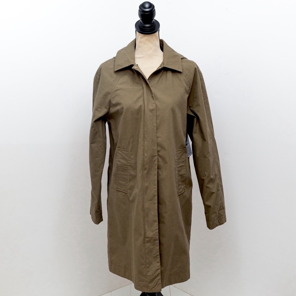 Olive rain jacket water resistant trench coat olive Kathy Ireland M